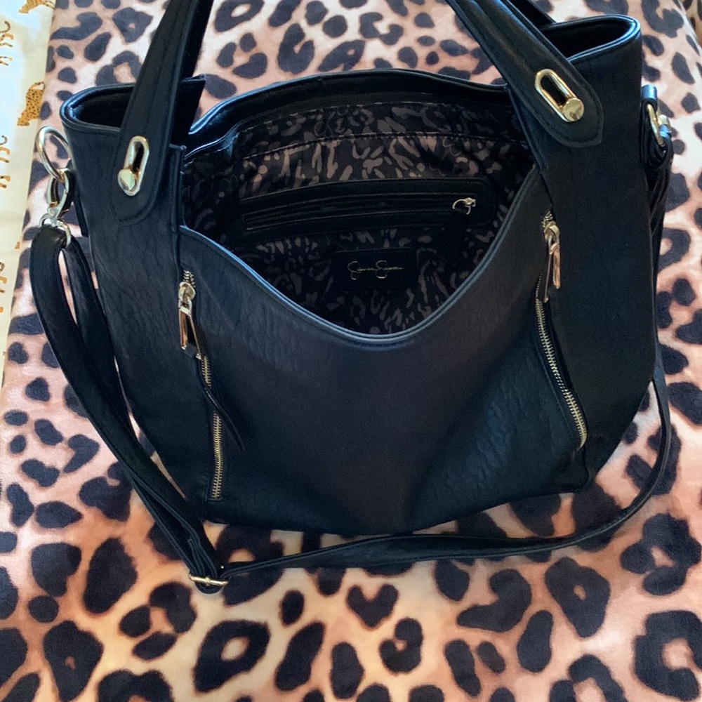 Black tote bag leather look